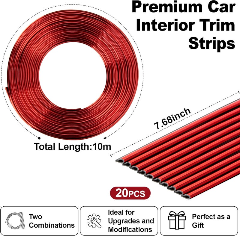 Rainflow Red Car Accessories - 20PCS Air Conditioner Decoration Strip and 33Ft Car Interior Trim with Installing Tool DIY Flexible Car Accessories Interior Suitable for Most Vehicles - Image 2